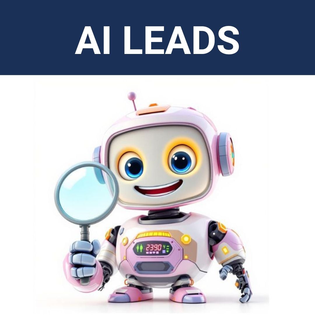 AI robot working holding a magnifying glass searching for business data