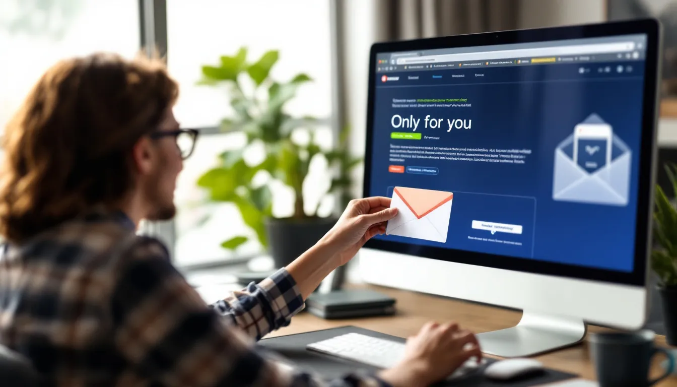 Customer getting email offer on a computer