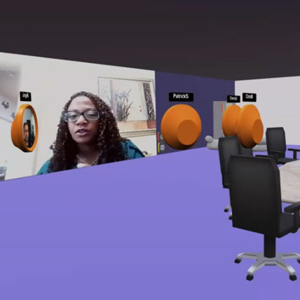 Live stream video in presenter mode within the 3D virtual workspace