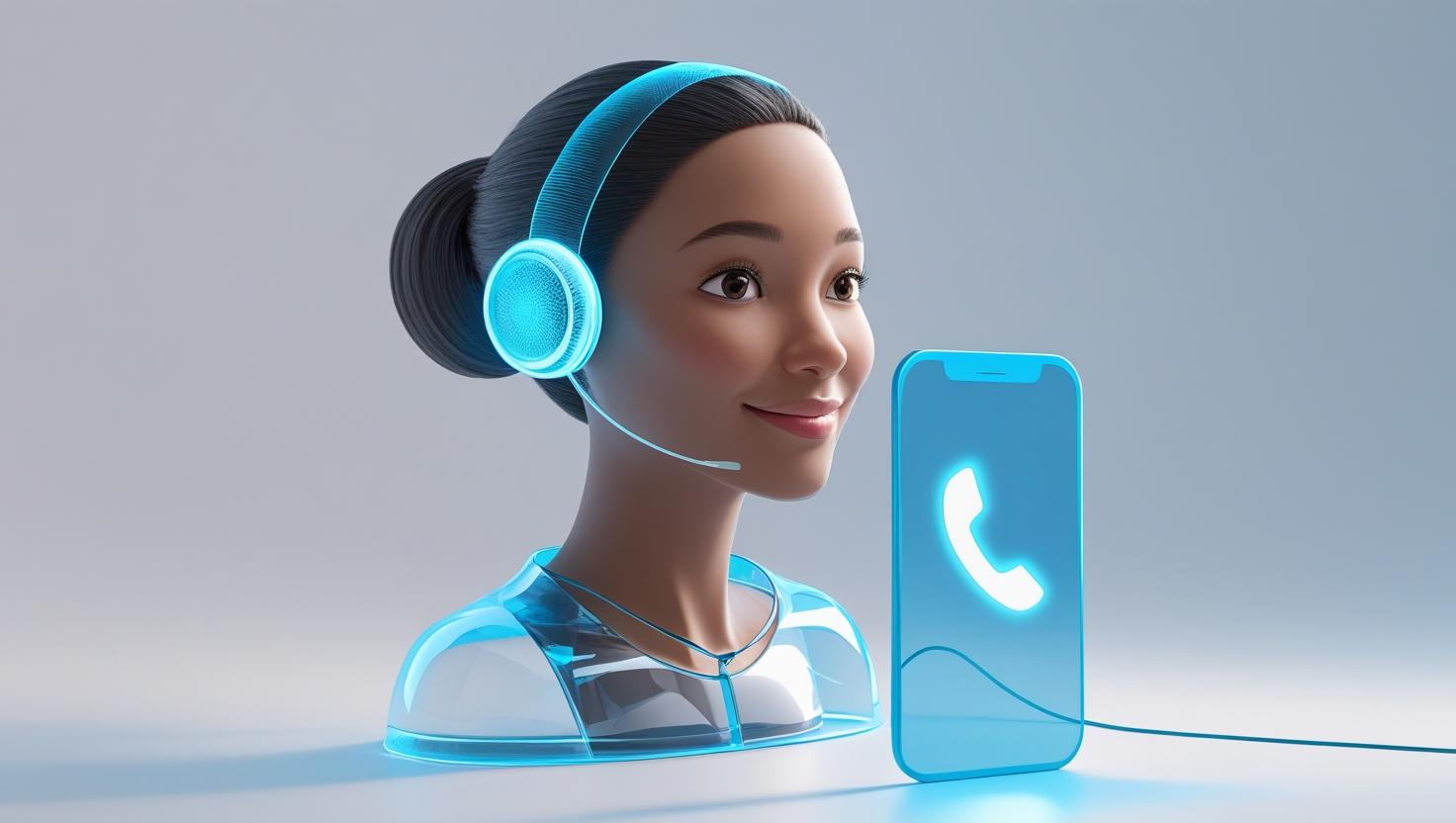 an image showing an artificial intelligence person managing phone calls for a business