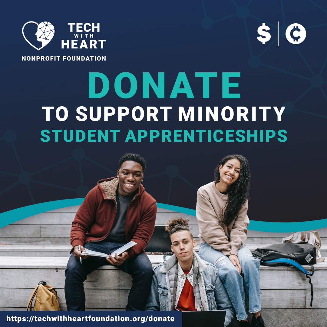 Image of a three professional minority student interns excited to work with Tech With Heart