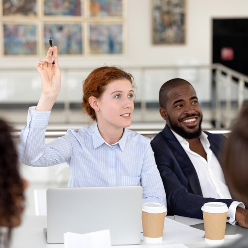 person asking a question during an event