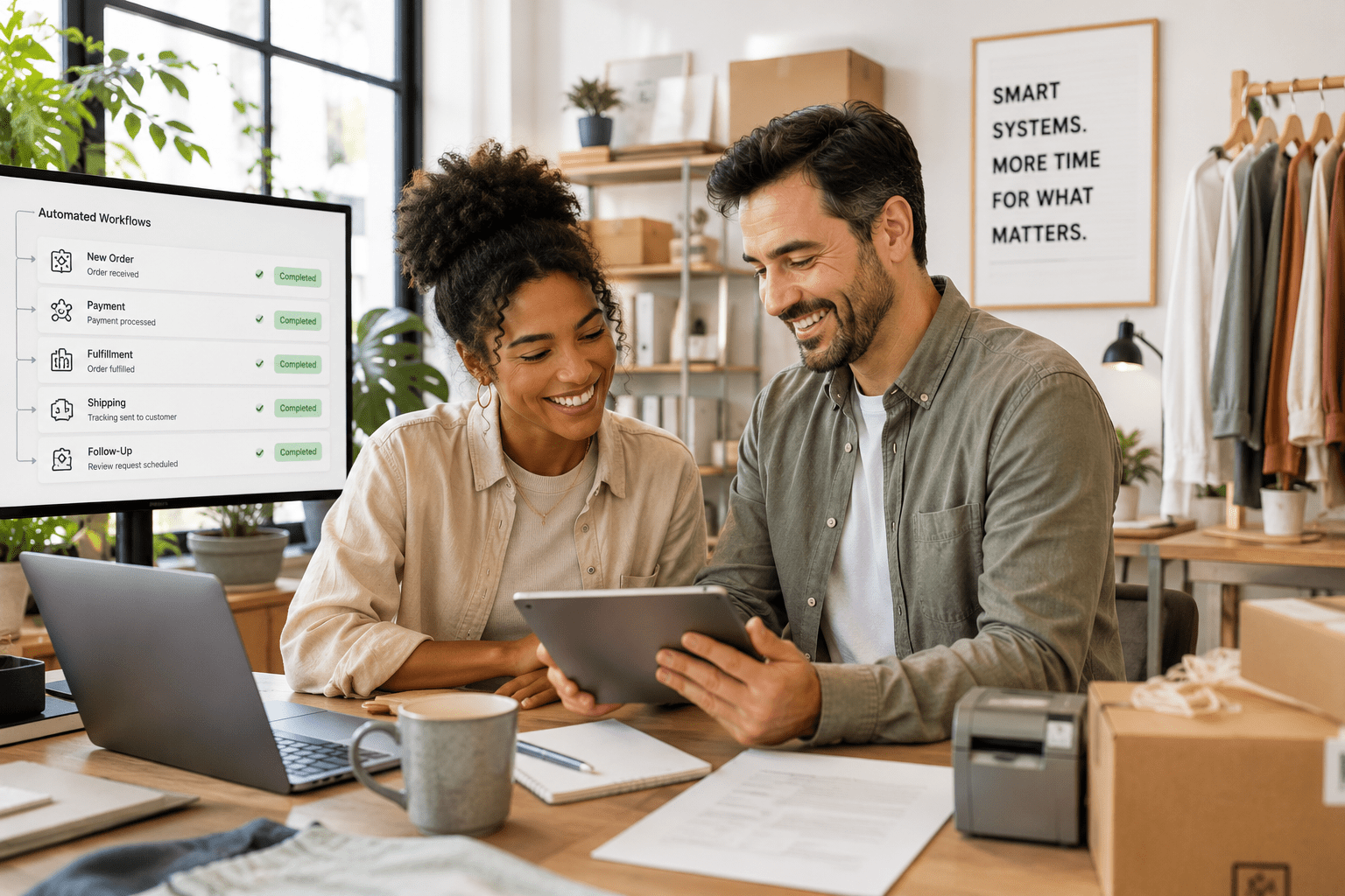 business owner and client working together on automations that make the business run smoother