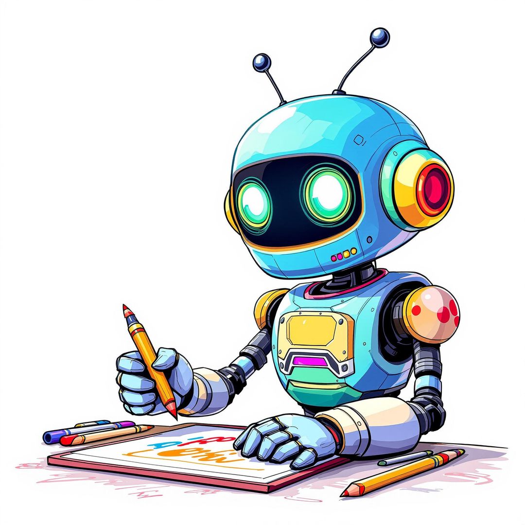 AI robot creating content for a business 